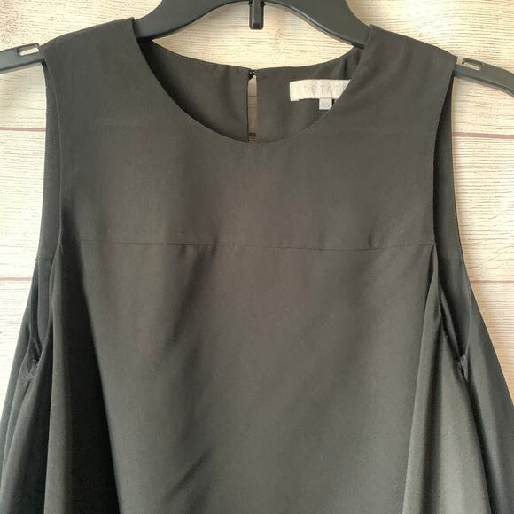 1. State Black Sleeveless Blouse Winged Asymmetrical Handkerchief Tiered Size XS - Picture 3 of 16